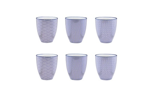 Set 6 Cani de cafea, PATTERN Blue, portelan, 300 ml, albastru model