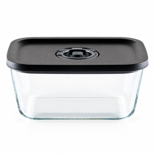 Caserola dreptunghiulara din sticla borosilicata, 1.400 ml, Lätt Home, capac ermetic cu valva de vid