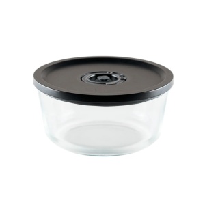 Caserola ermetica rotunda din sticla borosilicata 1650 ml, Lätt Home, capac cu vacuum, transparenta