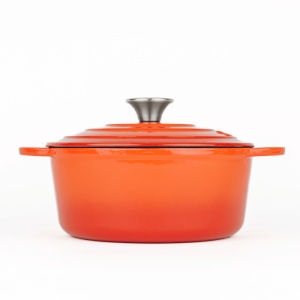 Ceaun din fonta emailata 2.8L, Lätt Home, tip cuptor olandez, cu capac 22 cm, antiaderent, portocaliu - Img 6