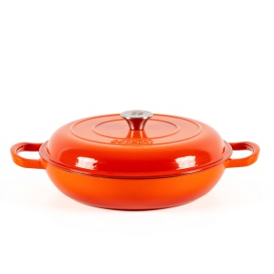 Cratita fonta emailata cu capac, 3.2L, 30cm, Cocotte tip Casserole Dish, Orange - Lätt Home - Img 1