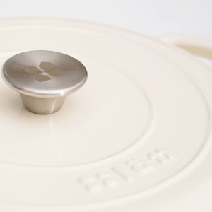 Cratita fonta emailata cu capac, 3.2L, 30cm, Cocotte tip Casserole Dish, alb Antique - Lätt Home - Img 5