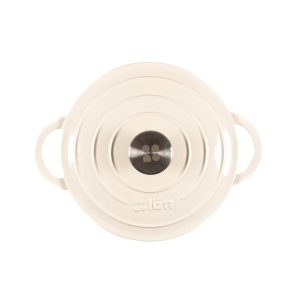 Oala fonta emailata cu capac, 3.35L, 22cm, Cocotte tip ceaun cuptor olandez, alb Antique - Lätt Home - Img 3