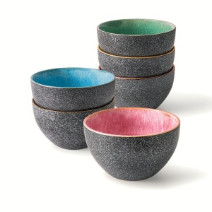 Serviciu de masa 6 persoane, set complet 24 piese, colectia Las Palmitas, 6 x Cani, 6 x Boluri, 6 x Farfurii intinse mari, 6 x Farfurii intinse medii, ceramica, multicolor - Img 5