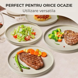 Serviciu de masa pentru 4 persoane, Set 16 piese Sierra Sand, Cani, Boluri, Farfurii intinse, ceramica, bej - Img 5