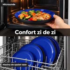 Serviciu de masa pentru 6 persoane, Set 24 piese Le Papillon, Boluri, Farfurii intinse/adanci, ceramica, albastru - Img 6