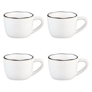 Set 4 Cesti Cafea din Gresie Ceramica PURE 120ml, Alb Zapada - Img 1