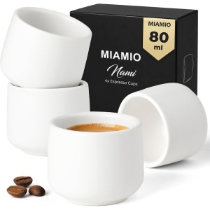 Set 4 Cesti cafea Espresso 80 ml, Nami MIAMIO, ceramica, fara toarta, alb