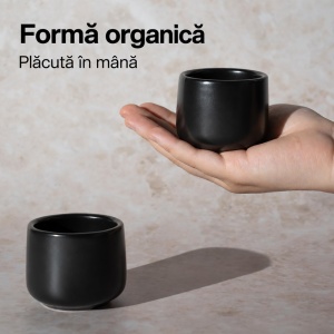 Set 4 Cesti cafea Espresso 80 ml, Nami MIAMIO, ceramica, fara toarta, negru - Img 4