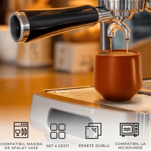 Set 4 Cesti cafea Espresso, colectia Luxe, ceramica, bej pastelat, 90 ml - Img 6
