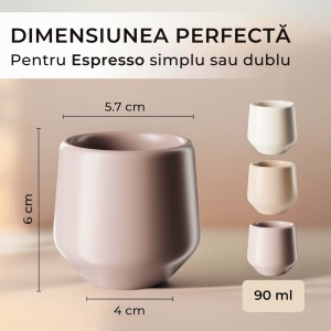 Set 4 Cesti cafea Espresso, colectia Luxe, ceramica, Cream Rose, 90 ml - Img 2