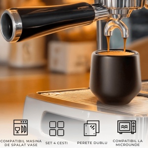 Set 4 Cesti cafea Espresso, colectia Luxe, ceramica, negru, 90 ml - Img 6