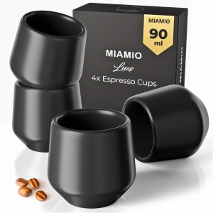 Set 4 Cesti cafea Espresso, colectia Luxe, ceramica, negru, 90 ml