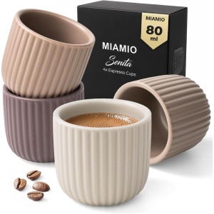 Set 4 Cesti Espresso, Senita Beige Canyon multicolor, ceramica, fara toarta, 80 ml