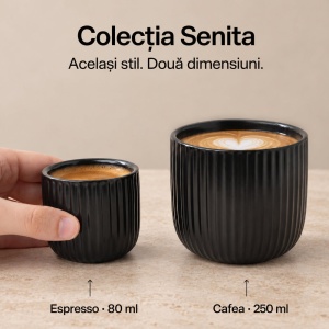 Set 4 Cesti Espresso, Senita Negru, ceramica, fara toarta, 80 ml - Img 7