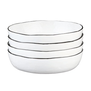Set 4 Farfurii adanci 1000 ml din Gresie Ceramica PURE Alb Zapada - Img 5