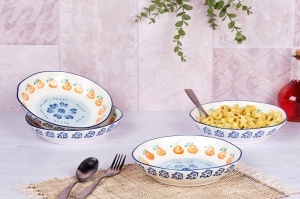 Set 4 Farfurii adanci, NAPOLI Citrus by Björn, portelan, Ø21,5cm, 90cl, Pictat manual - Img 2