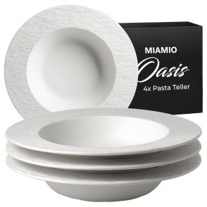 Set 4 Farfurii adanci supa, colectia Oasis, ceramica, alb, 600 ml