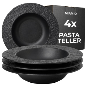 Set 4 Farfurii adanci supa, colectia Oasis, ceramica, negru, 600 ml