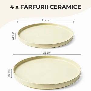 Set 4 Farfurii intinse, colectia Sierra, ceramica, nisip - Img 2
