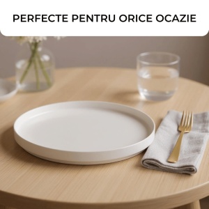 Set 4 Farfurii intinse desert, Luxe White, ceramica, 20 cm - Img 6