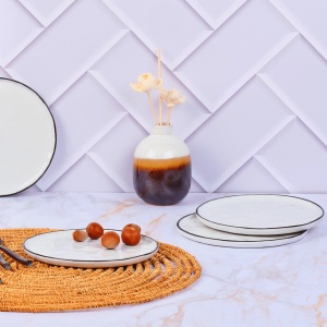 Set 4 Farfurii intinse din Gresie Ceramica PURE Alb Zapada - Img 4