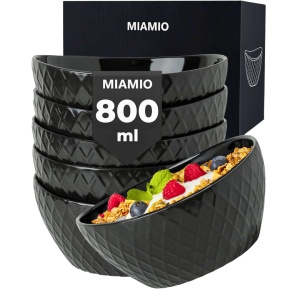 Set 6 Boluri ceramice, Palmanova, Negru, 16x8 cm, 800 ml