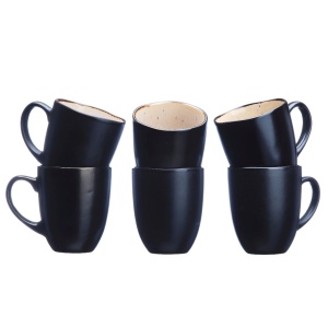 Set 6 Cani de cafea, colectia Iris, interior alb Ivory, ceramica glazurata, 400 ml