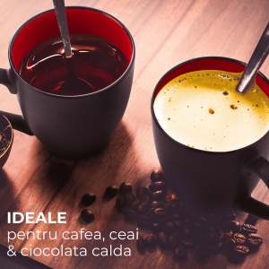 Set 6 Cani de cafea, colectia Le Papillon, ceramica, interior rosu, 350 ml - Img 3