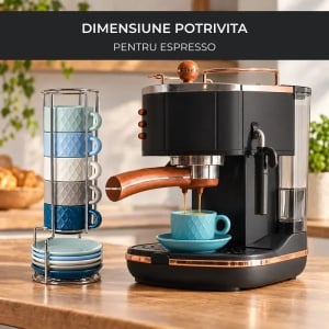 Set 6 Cesti de espresso cu farfurie, colectia Palmanova Ocean multicolor, ceramica, 75 ml - Img 5