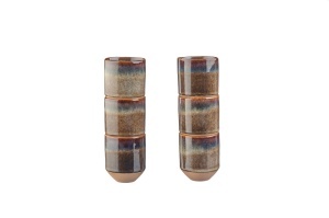 Set 6 Cesti de espresso, GENESIS Basalt, ceramica glazurata, 80ml, maro vulcanic - Img 1