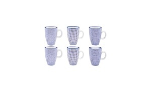 Set 6 Cesti de espresso, PATTERN Blue, portelan, 90 ml, albastru model - Img 1