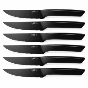 Set 6 Cutite de friptura Jensen, lame zimtate inox 13 cm, negru satinat
