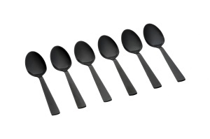 Set 6 lingurițe cafea TELMO, inox durabil, design clasic reinterpretat, negru lucios - Img 1