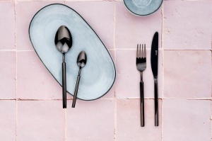 Set 6 lingurițe cafea VIGGO, oțel inoxidabil, design modern tradițional, negru lucios - Img 4