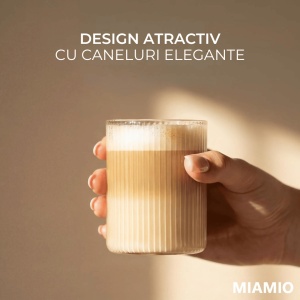 Set 6 Pahare Senita pentru apa si long drink, sticla cu caneluri, H 9 cm, 280 ml - Img 4