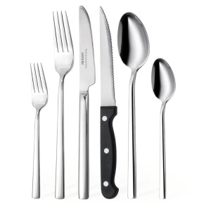 Set Tacamuri pentru 6 persoane, 36 piese cu cutit, furculita, lingura, inox 18/10, argintiu lucios