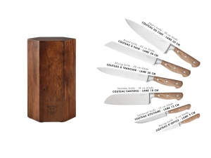 Suport pentru cutite IMATRA + Set 6 Cutite de bucatarie JAKOB, lama inox satinat cu maner lemn salcam - Img 3