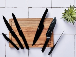 Suport pentru cutite IMATRA + Set 6 Cutite de bucatarie JENSEN, lama inox satinat cu maner negru mat - Img 5