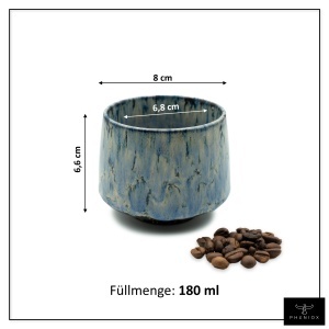 Cesti barista pentru cappuccino, Tibet Blue, ceramica stoneware, set 4 x 180 ml - Img 2