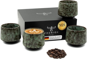 Cesti barista pentru cappuccino, Tibet Green, ceramica stoneware, set 4 x 180 ml