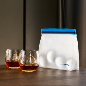 Forma din silicon, HomeBuddy, pentru cuburi de gheata in forma de sfera 6 cm, pentru bauturi si cocktail, punga de depozitare inclusa