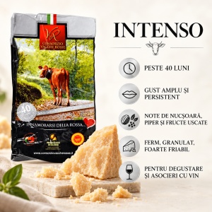 Pachet Parmigiano Reggiano D.O.P. Vacche Rosse, Carattere 30 + 40 luni, 2 × 500 g - Img 4