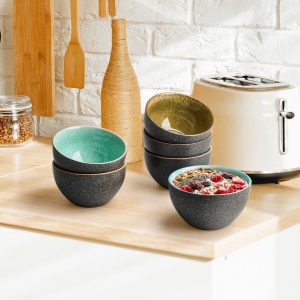 Serviciu de masa 6 persoane, set complet 24 piese, colectia Las Palmitas, 6 x Cani, 6 x Boluri, 6 x Farfurii intinse mari, 6 x Farfurii intinse medii, ceramica, multicolor - Img 6