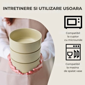 Serviciu de masa pentru 4 persoane, Set 12 piese Sierra Sand, Boluri, Farfurii intinse, ceramica, bej - Img 6