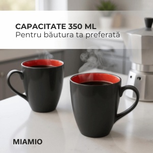 Serviciu de masa pentru 6 persoane, Set complet 30 piese Le Papillon, Cani, Boluri, Farfurii, ceramica, rosu - Img 4