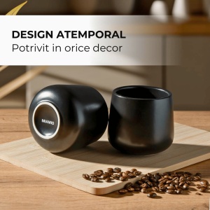Set 4 Cani cafea 250 ml, Nami negru, ceramica, fara toarta - Img 3