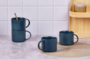 Set 4 Cani mari de cafea lunga, SCANDI Navy, ceramica, 500ml, albastru marin - Img 2