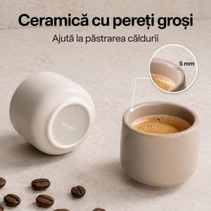 Set 4 Cesti cafea Espresso 80 ml, Nami Beige Canyon, ceramica, fara toarta, multicolor - Img 5