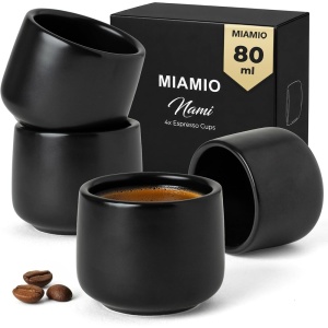 Set 4 Cesti cafea Espresso 80 ml, Nami MIAMIO, ceramica, fara toarta, negru